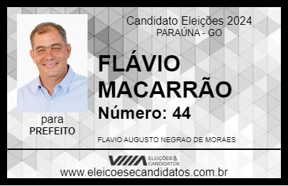 Candidato FLÁVIO MACARRÃO 2024 - PARAÚNA - Eleições