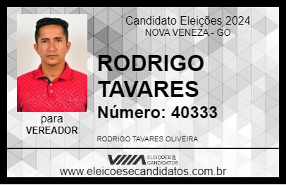 Candidato RODRIGO TAVARES 2024 - NOVA VENEZA - Eleições