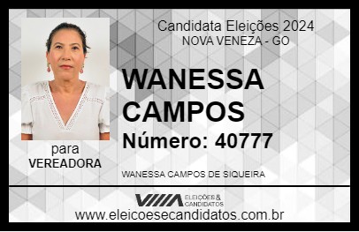 Candidato WANESSA CAMPOS 2024 - NOVA VENEZA - Eleições