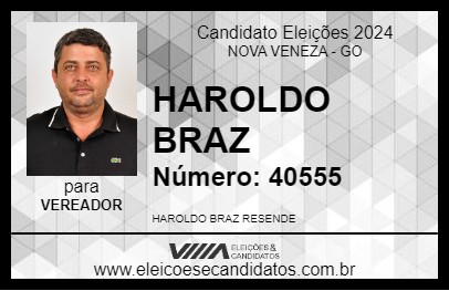 Candidato HAROLDO BRAZ 2024 - NOVA VENEZA - Eleições