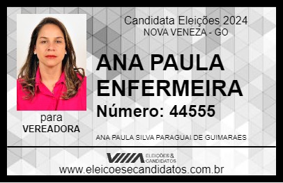 Candidato ANA PAULA ENFERMEIRA 2024 - NOVA VENEZA - Eleições