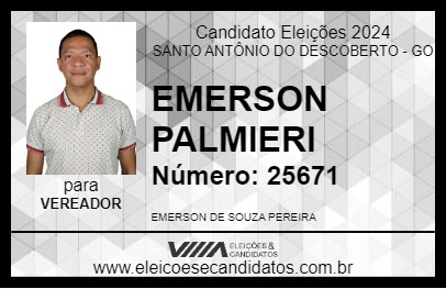 Candidato EMERSON PALMIERI 2024 - SANTO ANTÔNIO DO DESCOBERTO - Eleições