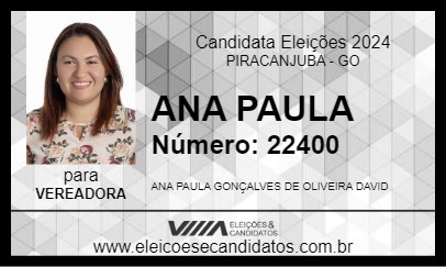 Candidato ANA PAULA 2024 - PIRACANJUBA - Eleições