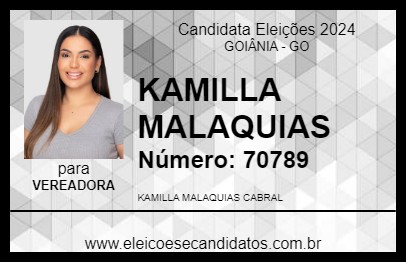 Candidato KAMILLA MALAQUIAS 2024 - GOIÂNIA - Eleições