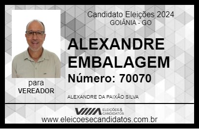 Candidato ALEXANDRE EMBALAGEM 2024 - GOIÂNIA - Eleições