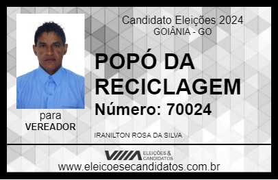 Candidato POPÓ DA RECICLAGEM 2024 - GOIÂNIA - Eleições