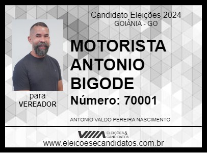 Candidato MOTORISTA ANTONIO BIGODE 2024 - GOIÂNIA - Eleições