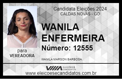 Candidato WANILA ENFERMEIRA 2024 - CALDAS NOVAS - Eleições