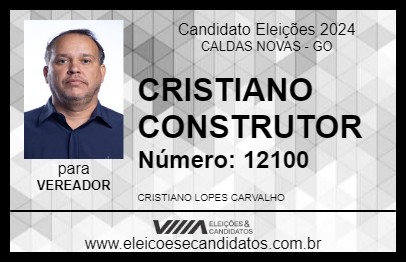 Candidato CRISTIANO CONSTRUTOR 2024 - CALDAS NOVAS - Eleições