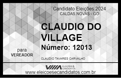 Candidato CLAUDIO DO VILLAGE 2024 - CALDAS NOVAS - Eleições