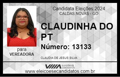 Candidato CLAUDINHA DO PT 2024 - CALDAS NOVAS - Eleições