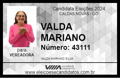 Candidato VALDA MARIANO 2024 - CALDAS NOVAS - Eleições