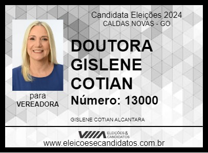 Candidato DOUTORA GISLENE COTIAN 2024 - CALDAS NOVAS - Eleições