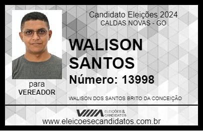 Candidato WALISON SANTOS 2024 - CALDAS NOVAS - Eleições