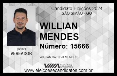 Candidato WILLIAN MENDES 2024 - SÃO SIMÃO - Eleições