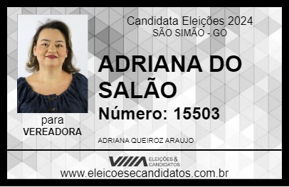 Candidato ADRIANA DO SALÃO 2024 - SÃO SIMÃO - Eleições