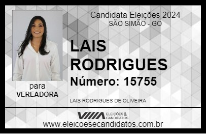 Candidato LAIS RODRIGUES 2024 - SÃO SIMÃO - Eleições