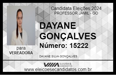 Candidato DAYANE GONÇALVES 2024 - PROFESSOR JAMIL - Eleições