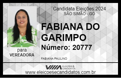 Candidato FABIANA DO GARIMPO 2024 - SÃO SIMÃO - Eleições