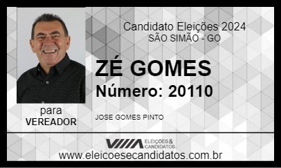 Candidato ZÉ GOMES 2024 - SÃO SIMÃO - Eleições