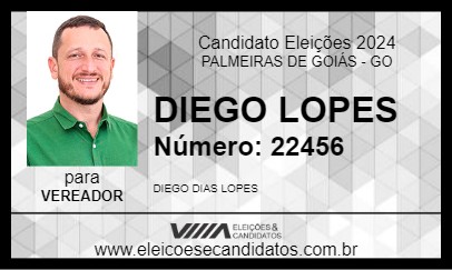 Candidato DIEGO LOPES 2024 - PALMEIRAS DE GOIÁS - Eleições