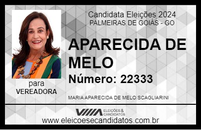 Candidato APARECIDA DE MELO 2024 - PALMEIRAS DE GOIÁS - Eleições