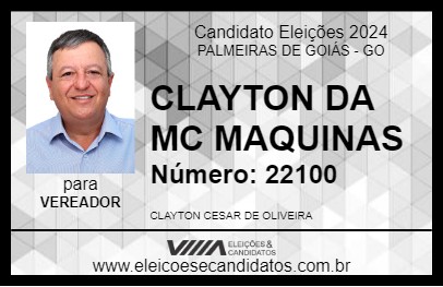 Candidato CLAYTON DA MC MAQUINAS 2024 - PALMEIRAS DE GOIÁS - Eleições