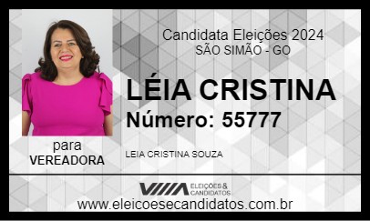 Candidato LÉIA CRISTINA 2024 - SÃO SIMÃO - Eleições