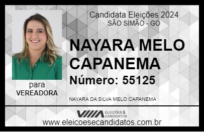 Candidato NAYARA MELO CAPANEMA 2024 - SÃO SIMÃO - Eleições