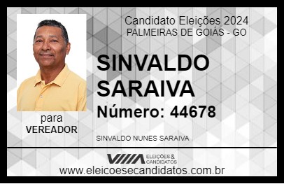 Candidato SINVALDO SARAIVA 2024 - PALMEIRAS DE GOIÁS - Eleições