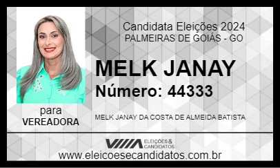 Candidato MELK JANAY 2024 - PALMEIRAS DE GOIÁS - Eleições