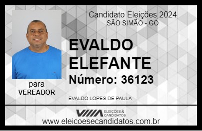 Candidato EVALDO ELEFANTE 2024 - SÃO SIMÃO - Eleições