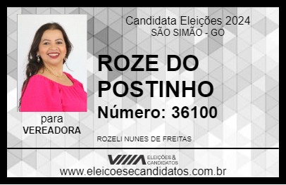 Candidato ROZE DO POSTINHO 2024 - SÃO SIMÃO - Eleições