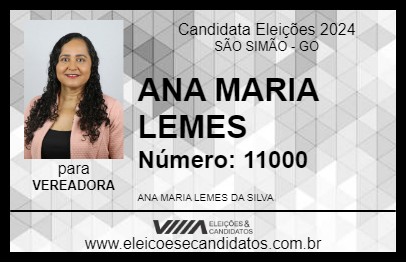 Candidato ANA MARIA LEMES 2024 - SÃO SIMÃO - Eleições