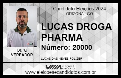 Candidato LUCAS DROGA PHARMA 2024 - ORIZONA - Eleições