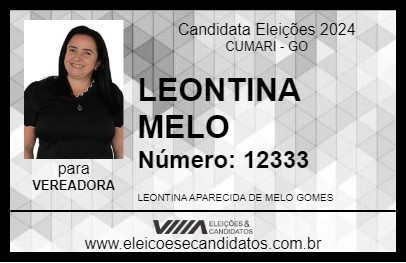 Candidato LEONTINA MELO 2024 - CUMARI - Eleições