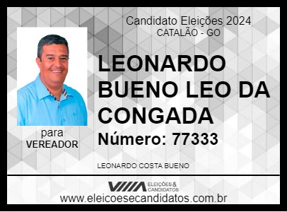 Candidato LEONARDO BUENO LEO DA CONGADA 2024 - CATALÃO - Eleições