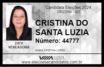 Candidato CRISTINA DO SANTA LUZIA 2024 - ORIZONA - Eleições