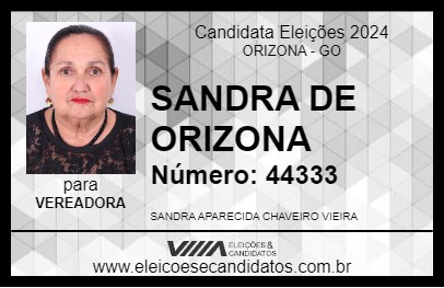 Candidato SANDRA DE ORIZONA 2024 - ORIZONA - Eleições