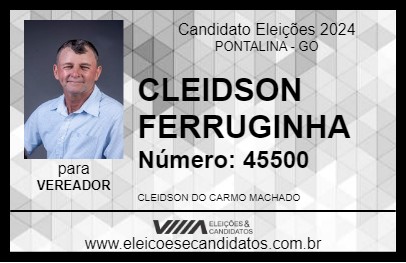 Candidato CLEIDSON FERRUGINHA 2024 - PONTALINA - Eleições