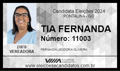 Candidato TIA FERNANDA 2024 - PONTALINA - Eleições