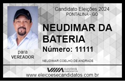 Candidato NEUDIMAR DA BATERIA 2024 - PONTALINA - Eleições