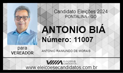 Candidato ANTONIO BIÁ 2024 - PONTALINA - Eleições