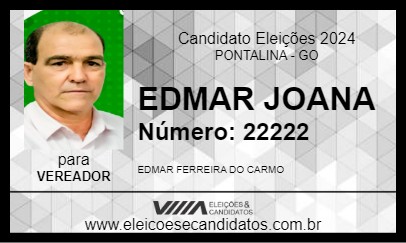 Candidato EDMAR JOANA 2024 - PONTALINA - Eleições