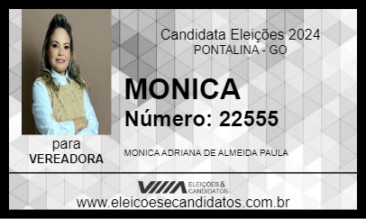 Candidato MONICA 2024 - PONTALINA - Eleições