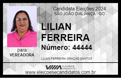 Candidato LILIAN FERREIRA 2024 - SÃO JOÃO D\ALIANÇA - Eleições