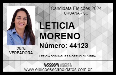 Candidato LETICIA MORENO 2024 - URUANA - Eleições