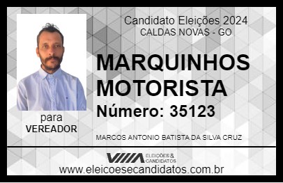 Candidato MARQUINHOS MOTORISTA 2024 - CALDAS NOVAS - Eleições