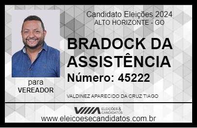 Candidato BRADOCK DA ASSISTÊNCIA 2024 - ALTO HORIZONTE - Eleições