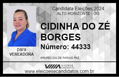 Candidato CIDINHA DO ZÉ BORGES 2024 - ALTO HORIZONTE - Eleições